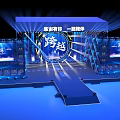 Event Stage Design With Blue Lighting Crossing Theme And Large Screens 3d model