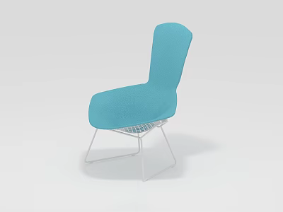 Modern Turquoise Accent Chair Upholstered In Soft Fabric With Minimalist Metal Frame 3d model