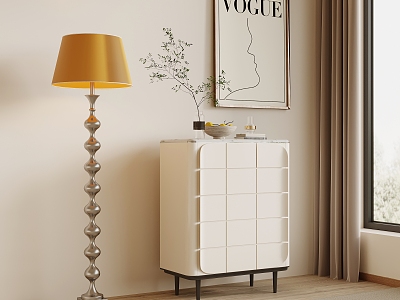 Cream Style Side Cabinet Entrance Cabinet Bucket Cabinet Floor Lamp model