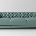 Elegant Modern Light Green Leather Multi Seater Sofa With Diamond Tufted Design 3d model