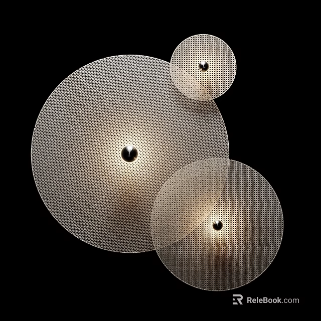 Circular Mesh Design Wall Lamps with Modern Lighting Features on Black Background 3d model