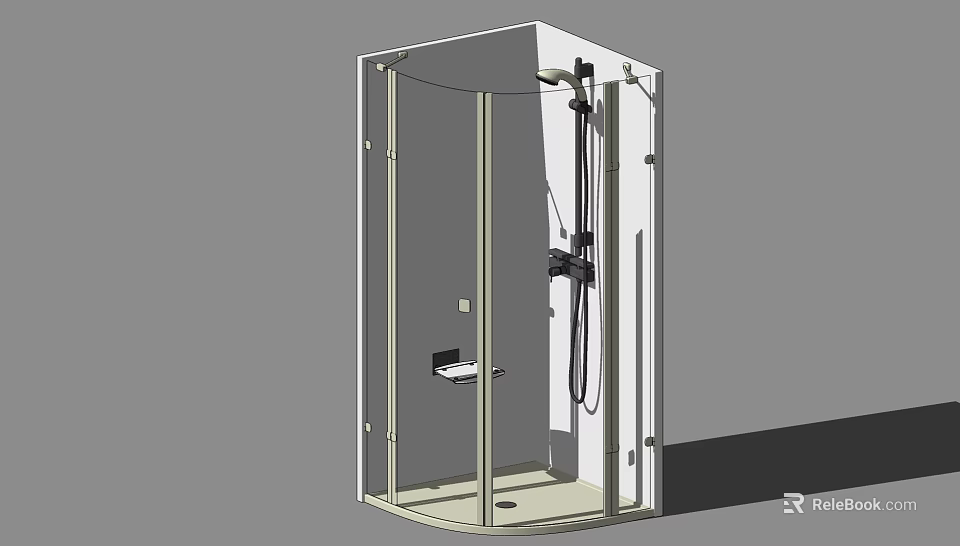 Modern Enclosed Shower Sauna Unit With Glass Door And Shower Head 3d model 