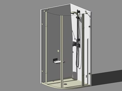 Modern Enclosed Shower Sauna Unit With Glass Door And Shower Head 3d model
