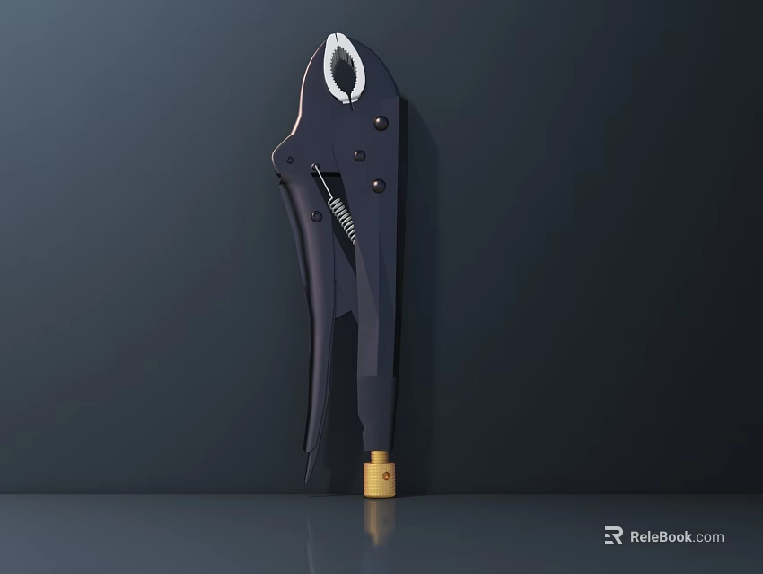 Professional Hardware Pliers Tool with Black Metal Body Adjustable Screw and Yellow Handle 3d model 