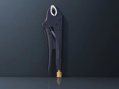 Professional Hardware Pliers Tool with Black Metal Body Adjustable Screw and Yellow Handle 3d model