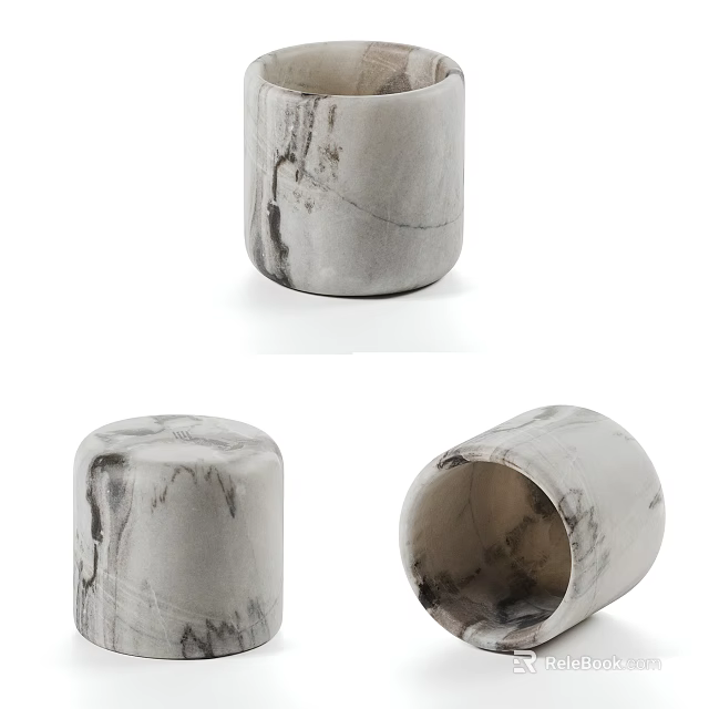 Modern Minimalist Marble Cup Design With Smooth Surface And Angled Interior View 3d model