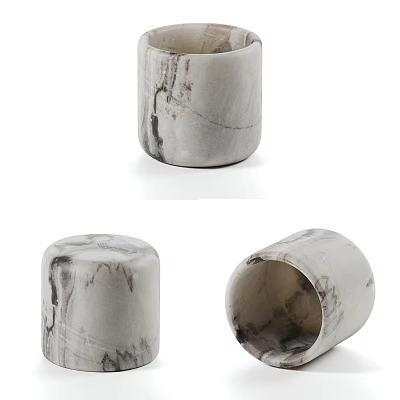 Modern Minimalist Marble Cup Design With Smooth Surface And Angled Interior View 3d model