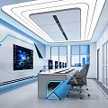Modern monitoring room Command control room Dispatching command center Monitoring hall Command hall Office desks and chairs 3d model