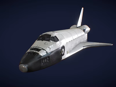 Space Shuttle With Silver And Black Exterior Aerodynamic Design Wings And Tail 3d model