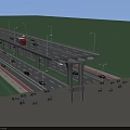 Road Infrastructure Featuring Multi Lane Overpass With Street Lights And Vehicles