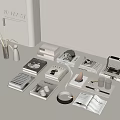 Modern Decorative Ornament Set With Books Trays Photo Frame Vase And Reeds
