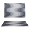 Wavy Pattern Square Rug in Yellow Brown and Cream Tones for Home Decor
