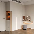 Modern White Wood Wardrobe With Sliding Doors Open Shelves Built In Lighting And Mirror