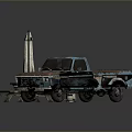 Rusty Vintage Truck With Outdoor Grill Wooden Table And Rug Setup