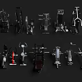 Various Types of Fitness Equipment Including Treadmills Benches and Weight Racks