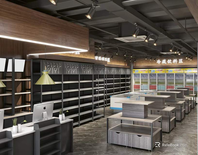 Well Lit Modern Department Store Interior With Shelves Checkout Counters And Product Displays 3d model 