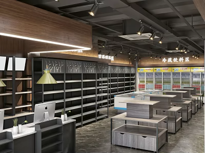 Well Lit Modern Department Store Interior With Shelves Checkout Counters And Product Displays 3d model