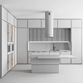 Modern Kitchen With Dark And Wooden Cabinets Island Range Hood And Sink