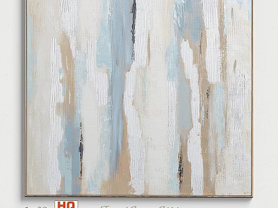 Modern Abstract Painting Frame With Blue Beige White Striped Design For Home Wall Decor 3d model