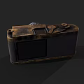 Vintage Digital Camera With Classic Metal Body Wireframe Lens Design And Control Dials