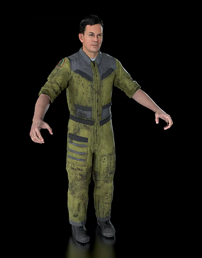 modern serviceman modern serviceman uniform soldier man game european middle-aged man 3d model