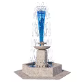 Multi Tiered Decorative Fountain Featuring Blue Water Flow And Stone Base