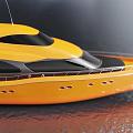 Modern Orange Yacht Showcasing Sleek Design On Water