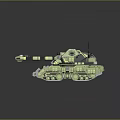 Modern Military Tank With Green Camouflage Tracks Cannon And Antennas