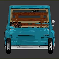Blue Classic Pickup Truck With Orange Wooden Planks In Truck Bed