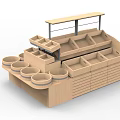 Wooden Display Shelf With Multiple Compartments And Baskets For Retail Store 3d model
