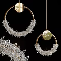 Luxurious Modern Chandelier with Crystal Embellishments and Golden Circular Frame for Interior Decor