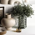 Modern Minimalist Decorative Ornament Set With Ceramic Vases Dried Flowers And Glass Containers