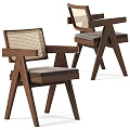 Modern Wooden Leisure Chair With Woven Backrest And Padded Seat For Comfortable Living Room Decor