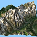 Mountainous Landscape Garden Featuring Snowy Peaks Lush Green Vegetation and Scenic Valleys