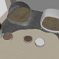 Automatic Cat Feeder with Cozy Bed Scratching Post and Food Bowls