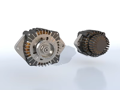 Industrial Equipment Components With Metal Housing Copper Coils And Gear Structure 3d model