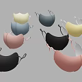 Colorful Face Masks With Ear Loops In Various Designs And Shades 3d model