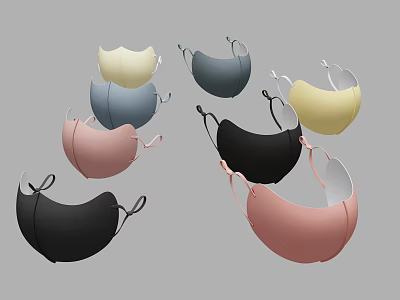 Colorful Face Masks With Ear Loops In Various Designs And Shades 3d model