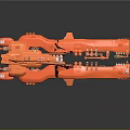 Orange Cosmic Spacecraft Model With Detailed Interstellar Engine And Wing Structures