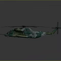 Green Military Helicopter With Main Rotors Tail Rotor And Detailed Fuselage On Dark Background