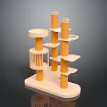 Modern Display Shelf With Multiple Layers And Varying Height Orange Beige Pillars 3d model
