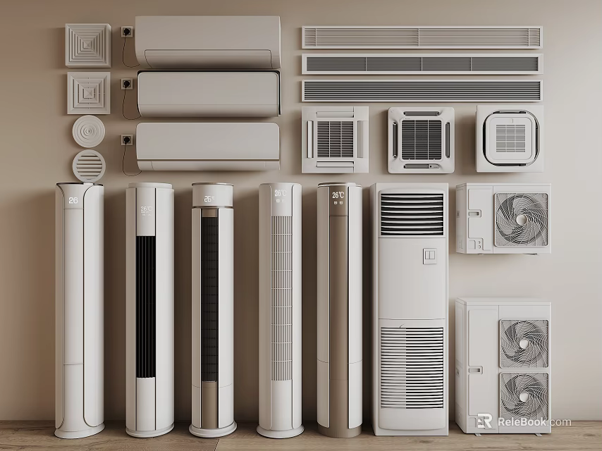 Various Types of Air Conditioners and Fans With Stylish Designs and Modern Models 3d model 