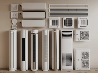 Various Types of Air Conditioners and Fans With Stylish Designs and Modern Models 3d model