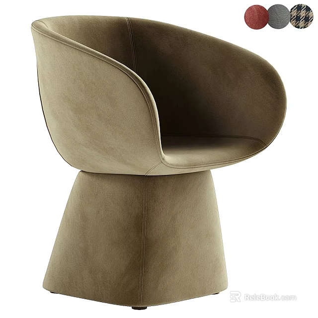 Modern Beige Velvet Leisure Chair With Curved Backrest And Tapered Base 3d model 