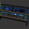 Modern Computer Control Console Featuring Multiple Screens Digital Interfaces Control Buttons And Indicator Lights