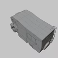 White Camper Van With Brown Stripes Windows And Roof Top Section