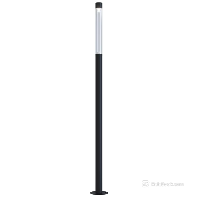 Sleek Black And Silver Tall Outdoor Pole Light For Garden And Yard Lighting 3d model 