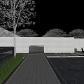 Modern Sales Office Building Exterior Featuring Glass Curtain Wall Landscaping And Orange Feature Sphere