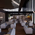 Modern Museum Building Interior With Wooden Flooring Open Space Natural Light And Black Slatted Structures