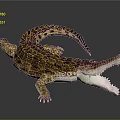 Realistic Crocodile With Open Mouth Sharp Teeth And Brown Scales On Gray Background